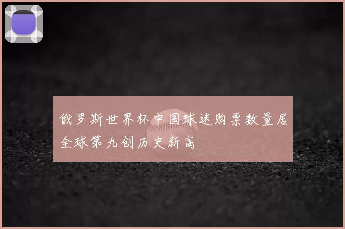 俄罗斯世界杯中国球迷购票数量居全球第九创历史新高